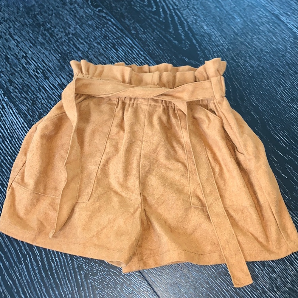Orange soft high rise tie shorts